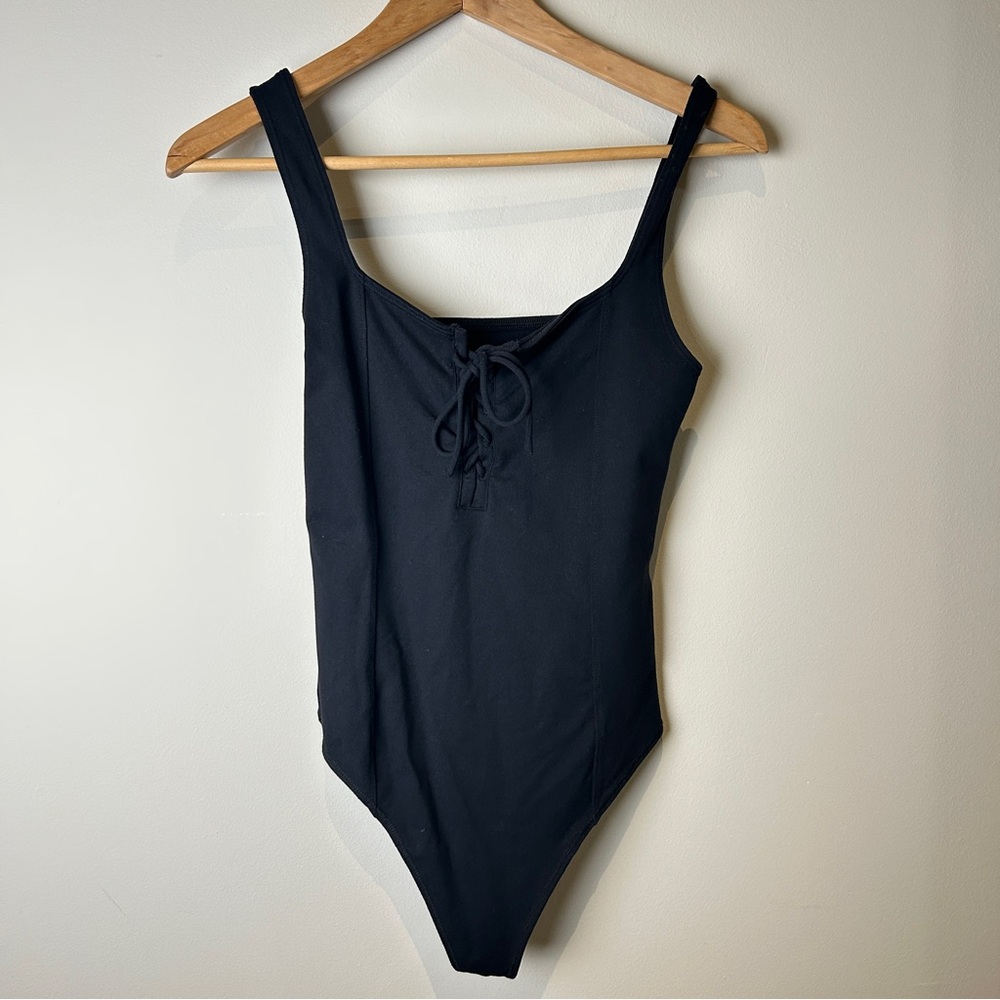 Abercrombie black lace-front bodysuit